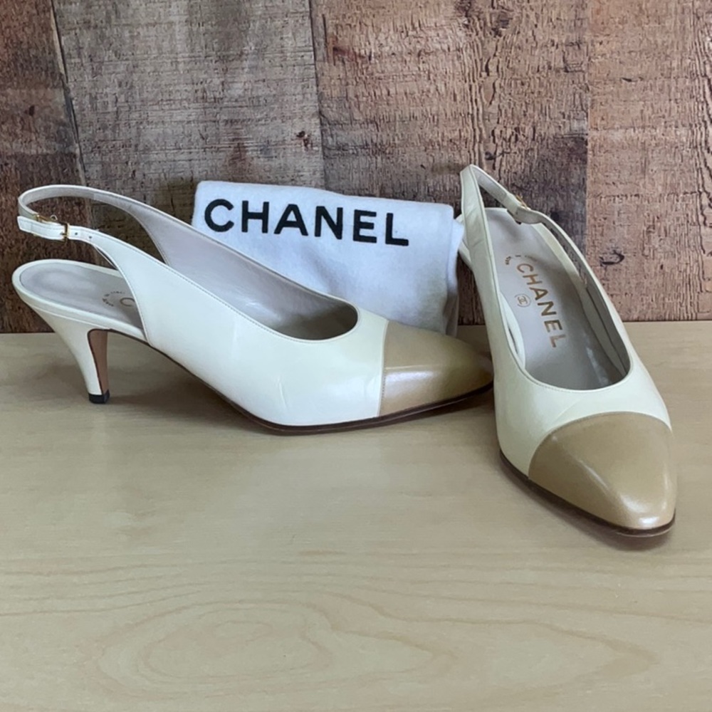 Chanel Sling Back heel, 37.5, Worn once